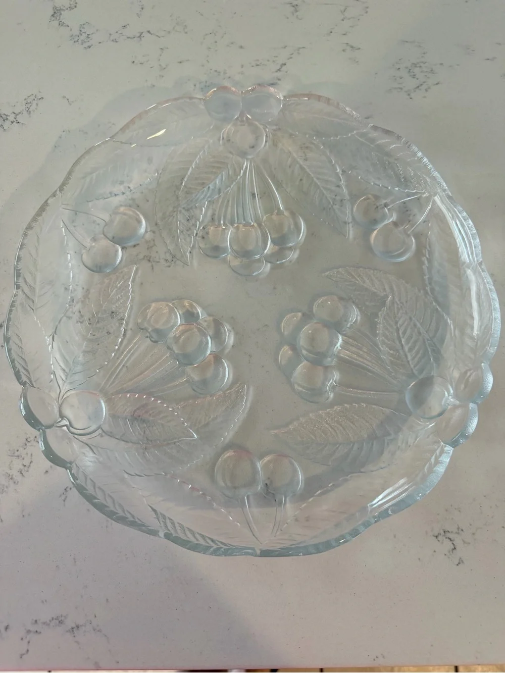 Pressed Clear Glass Cherry Motif Serving Platter - Elegant Home Dining